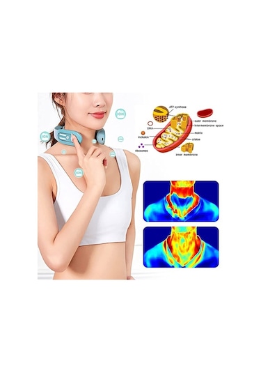 Dm K05 Taşınabilir Isıtmalı Boyun Masaj Aleti, Darbe Terapi, Akülü Akıllı Masaj Aracı, Açık Mavi Açık Mavi