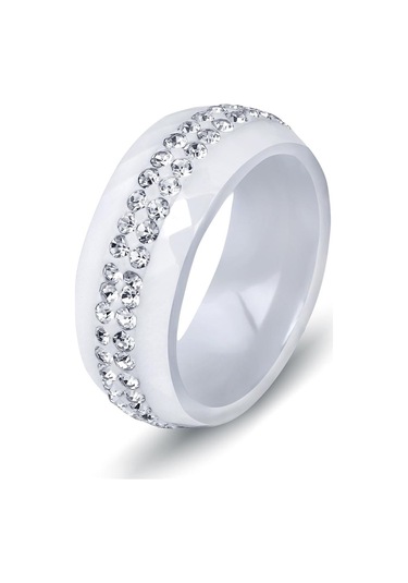 Beyaz Moda Siyah/beyaz Şık Seramik Alyans 8 Beyaz