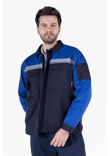 İş Montu Reflektörlü Cepli Kapitoneli Lacivert - Saks Mavi