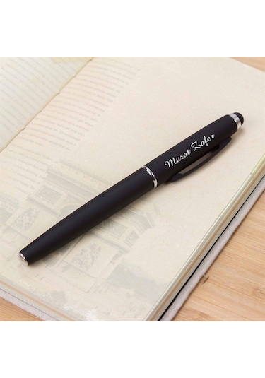 Kişiye Özel Atatürk Tasarımlı Hediye Kutulu Tükenmez Rubber Kalem Siyah