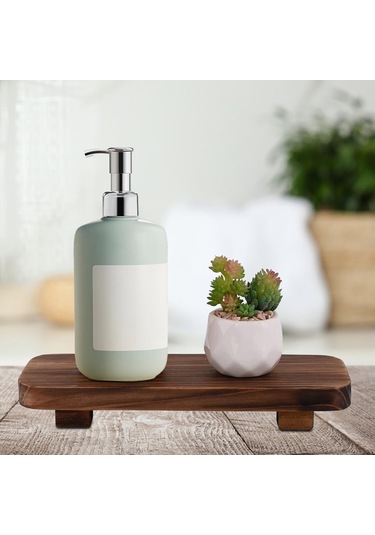Suntek Ahşap Ayaklı Stand Tezgah Sabunluk Standı Rustik Tepsi Kahverengi
