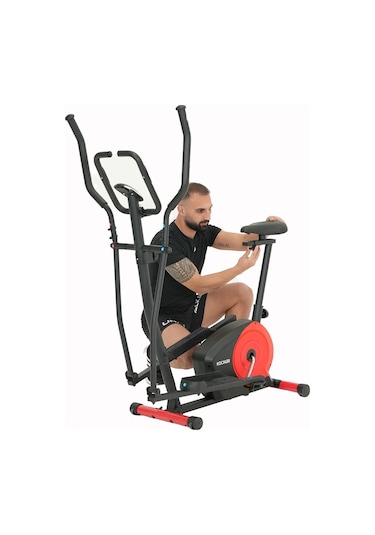 Kochler 2'si 1 Arada Nabız Ölçer Kondisyon Bisikleti - Egzersiz Aleti - Eliptik Bisiklet - Kondisyon Aleti Siyah