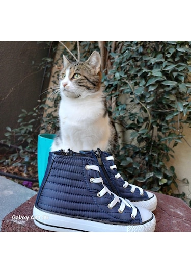 Scarpe Magiche Elyaflı Paraşüt Model Kız Çocuk Ayakkabısı 31-35 Numara Arası Işıksızdır Lacivert