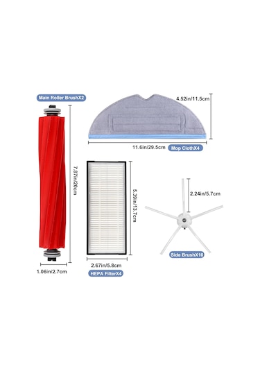 Sointeresting S7 Aksesuar Seti, Roborock S7, S7+, S7 Maxv, S7 Maxv Plus İle Uyumlu, Yedek Parçalar Ana Fırça Paspas Bezi Dahil