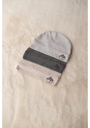 3'lü Bebek Beresi Yenidoğan Pamuklu Penye Çok Renkli