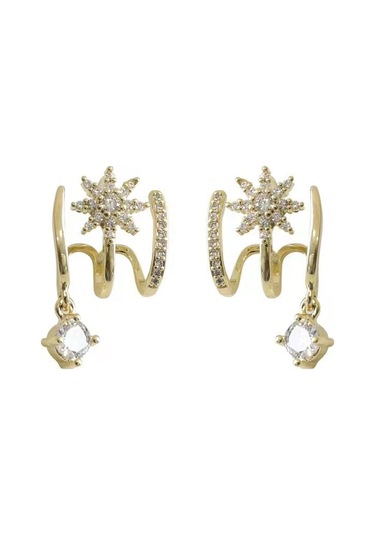 Wezone Küçük Tasarım Zirkonlu Sekiz Yıldızlı Moda Küpeler - Elegan Kadınlar İçin Dayanıklı Ve Şık Takı Diğer