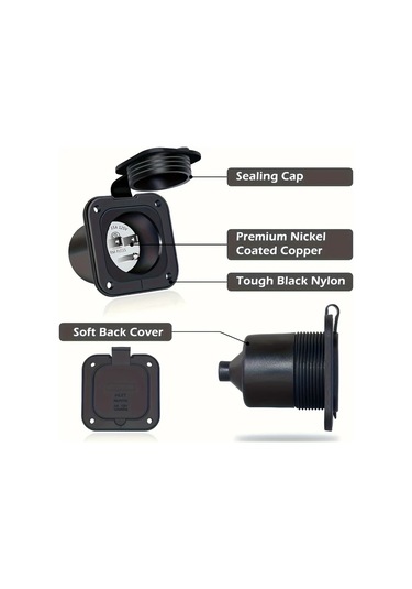 Xuweiwei Siyah 1pc 15a Us Erkek Fiş 125v Kilit Mekanizmalı Şarj Prizi Yüksek Kalite Bakır Yapı