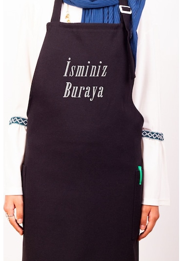 Mutfak Önlüğü Kişiye Ve İsme Özel Nakışlı Mutfak Önlüğü Sade Farklı Renkler Siyah