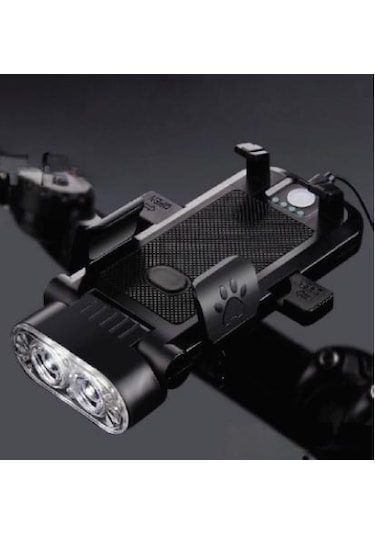 Forte Gt 6139-2 Bisiklet Ön Işık 500 Lümen Usb Şarjlı Yüksek Güçlü Far Telefon Tutucu Mavi