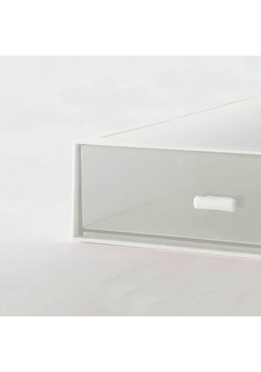 Anjiexun Çok Çerçeveli Masaüstü Çekmece Saklama Kutusu Kozmetik Kırtasiye Rafı Beyaz