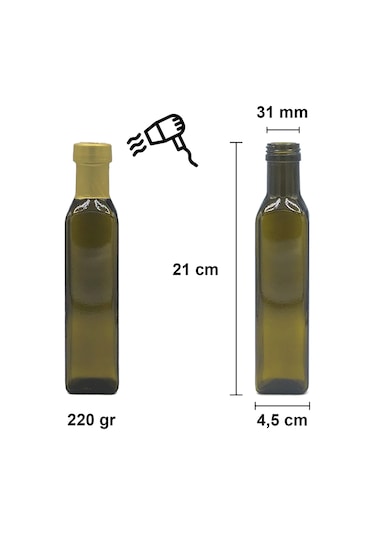 Afracam Maraska Yeşil 250 ML Cam Şişe Kapak Kapüşon 8 Adet