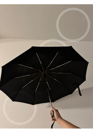 Ogdo - 10 Telli Premium Tam Otomatik Katlanır Şemsiye Siyah