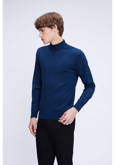 İndigo Regular Fit Düz Yarım Balıkçı Yaka Yünlü Triko Kazak 34221024a003 85 34221024a003 85 1218120 İndigo