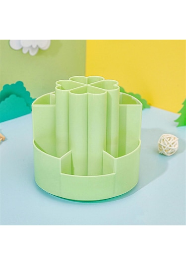 Ganzhoushop Masaüstü Düzenleyici Döndürülebilir Kalemlik Standı Saklama Kutusu Kalemlik Kırtasiye Saklama Kutusu Plastik Kalem Saklama Kutusu Beyazpembe