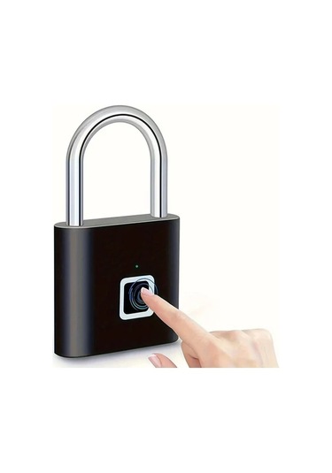 Meridiangoods Siyah Tip-c Parmak İzi Kilidi 20 Parmak İzi Kaydı Çinko Alaşım