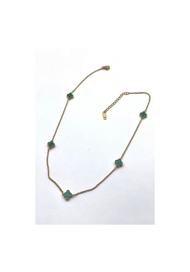 Demokan Düz Minimal Yonca Kolye