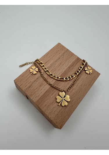 Xbaby Üç Yonca Şekilli Gold Çelik Bileklik Gold