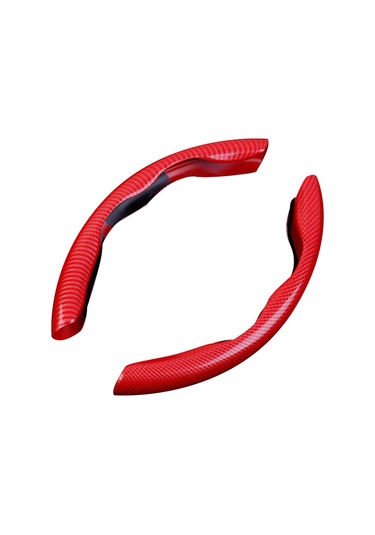 Yaleker Kırmızı Karbon Fiber Araba Direksiyon Kılıfı - Dört Mevsim Uygun - Araç İç Dekorasyon Aksesuarı Kırmızı