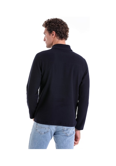Hatemoğlu Regular Fit Tam Boy Fermuarlı Erkek Polar Sweatshirt Lacivert