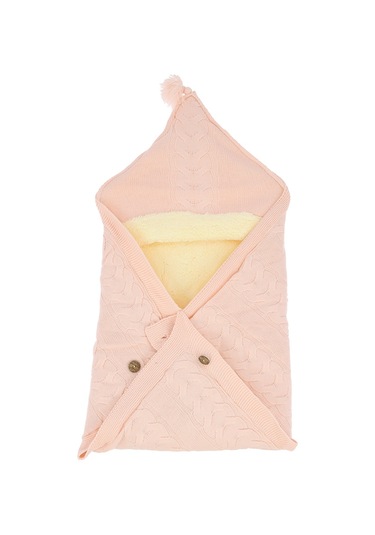 Kalın Örgü Triko Port Bebe Battaniye Somon