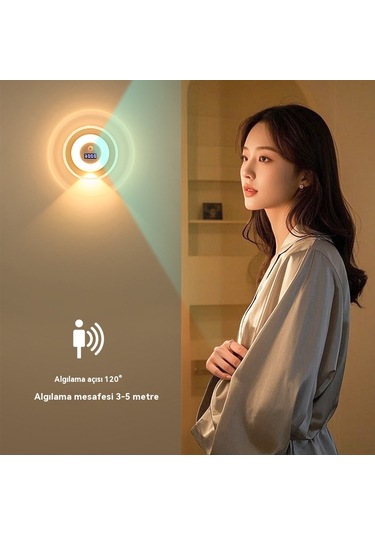 Led Akıllı Uzaktan Kumandalı Saat İnsan Vücudu İndüksiyon Gece Lambası Diğr