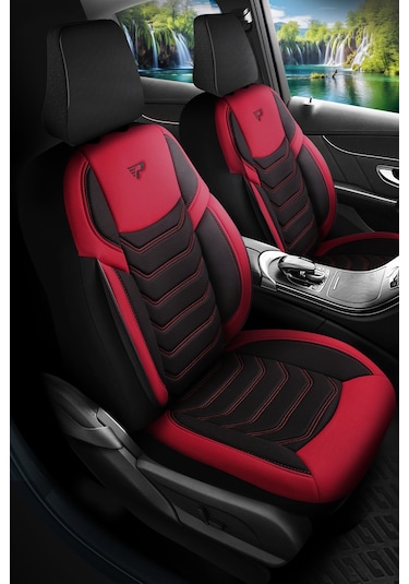 Siyah - Kırmızı Garni Panda Manavgat Serısı Lakos Kumaş Oto Koltuk Kılıfı - Tam Set