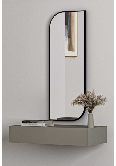 Nice Boy Aynası 120x40 Konsol Aynası, Dresuar Aynası, Asimetrik Ayna 120 X 40 Siyah Anthomeno8s