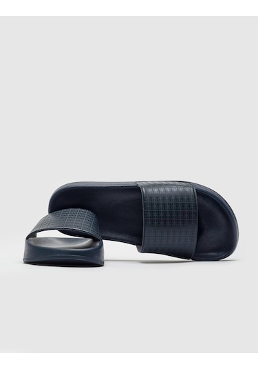 Cabani Lacivert Kauçuk Tabanlı Erkek Terlik Lacivert