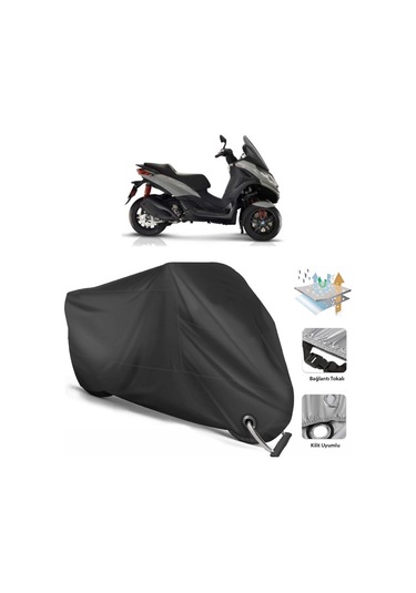 Piaggio Mp3 300 Motosiklet Branda (Bağlantı, Kilit Uyumlu)-Siyah (457221248)