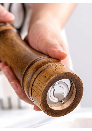 Ahşap Baharat Tuz Öğütücü Değirmen Tuzluk Baharatlık 21 Cm 2'li S