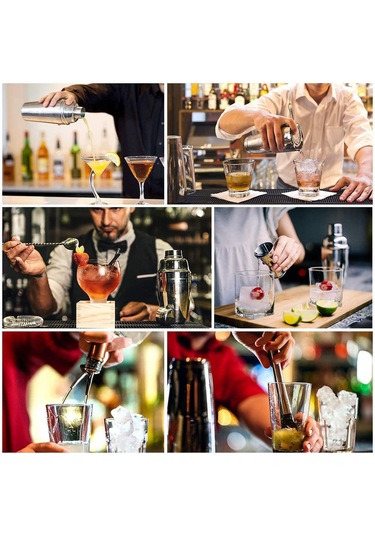 Gajeena Profesyonel 13 Parça Paslanmaz Çelik Kokteyl Seti - 350ml Şık Bar Ekipmanları