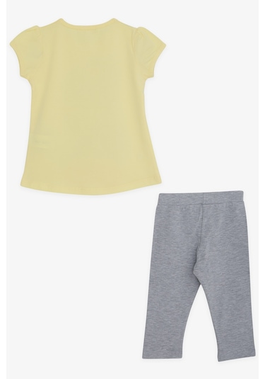 Breeze Kız Çocuk Taytlı Takım Pullu Kız Baskılı 3-8 Yaş, Sarı