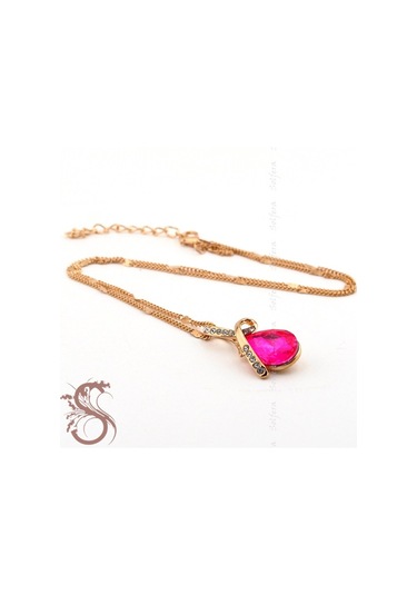 Solfera Parlak Damla Taşli Kadın Kolye K703 Sarı