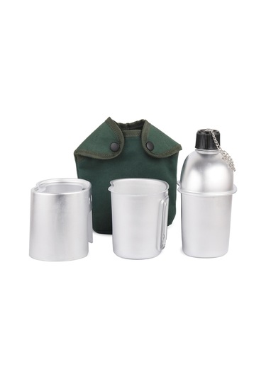 Teltree Alüminyum Kamp Mutfak Seti: 850ml Kanteen, 600ml Bardak Ve Odun Ocağı - Doğa Maceraları İçin Gümüş