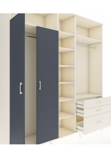 Hyperion Dolap 9 Raflı 3 Çekmeceli 2 Askılı 220x44x243 Aytaşı-antrasit/aytaşı Antrasıt/aytası