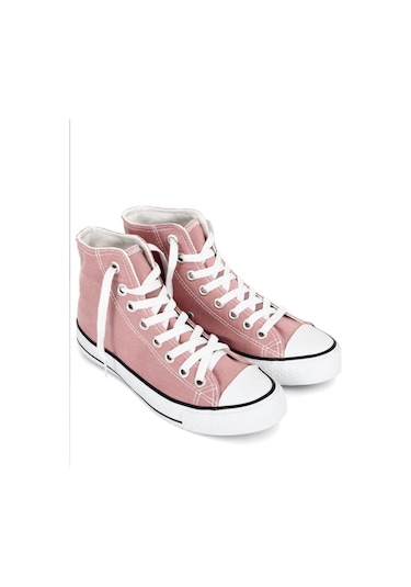 Bağcıklı Unisex Uzun Keten Ayakkabı-pudra-beyaz-123 Pudra - Beyaz