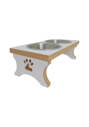 Realwood Ahşap Çelik Kaseli Köpek Mama ve Su Kabı 400 ML