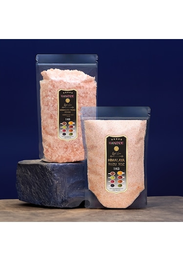 Hanzade Bitkisel Pembe Himalaya Tuzu Toz ve Tane 2 x 1 KG