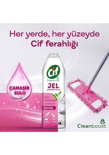 Cif Jel Tüm Yüzeyler için Çamaşır Suyu Katkılı Çiçek Ferahlığı 4 x 750 ML
