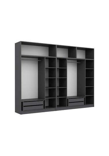 Minar Kale 7 Kapaklı 3 Aynalı 4 Ç Dolap Ve Yüklük Antrasit 235cm Antrasit