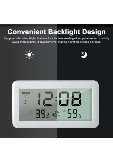 Skycity 1206s Ekranlı Ev Ofis Isı Nem Ölçer: Saat/tarih Gösterimi, Alarm Ve Saatlik Hatırlatıcı, Arka Işık Ve Pil Dahil