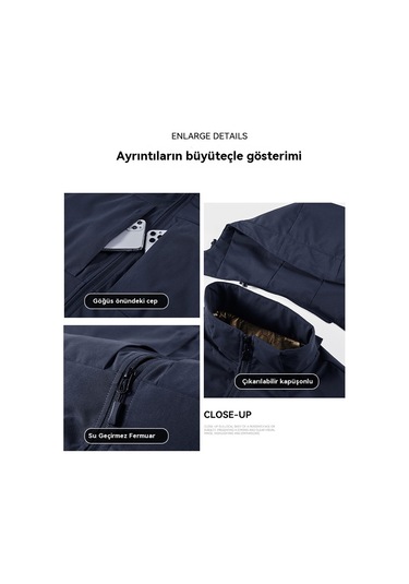 Kalın Polar Bol Günlük Kapüşonlu Ceket Mavi