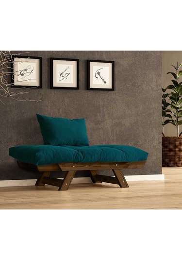 Woodesk Adalar Masif Ceviz-petrol Renk Berjer Cpt8138-140 Petrol