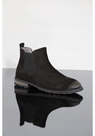 Konfores 1355 Anatomik Tabanlı Hakiki Deri Erkek Klasik Bot - Nkt Siyah Nubuk