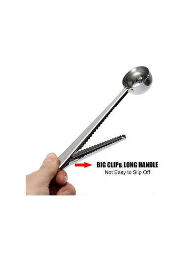 Ranyeek 430 Çelik 2'li Fonksiyonlu Kahve Kaşığı Ve Poşet Kapama Klipsi - Çay, Süt Tozu, Şeker İçin Taze Tutucu Ve Anti Yapışkan Diğer