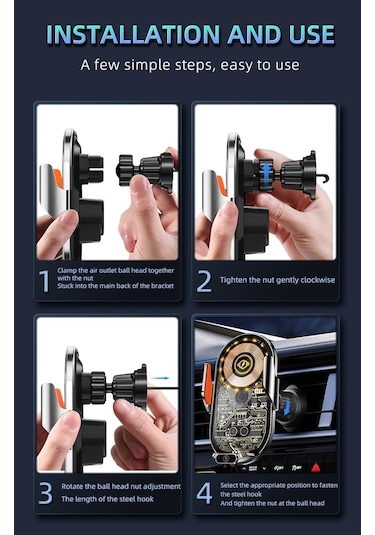 Apera Mt05 İndiksiyonlu Kablosuz Hızlı Şarj Hava Menfezi Araç İçi