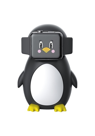 Cbtx iOS Uyumlu Watch Uyumlu Sevimli Penguen Silikon Şarj Tabanı Masaüstü Şarj Standı Tutucu Şarj Cihazı Olmadan Siyah