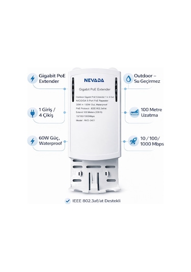 Nvd-3401 1 In 4 Gigabit Out Poe Repeater Extender Waterproof Outdoor