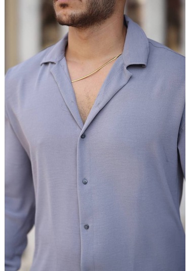 Tex Republic Erkek Gri Rahat Kesim Dokulu Oversize Salaş Aerobin Gömlek Gri