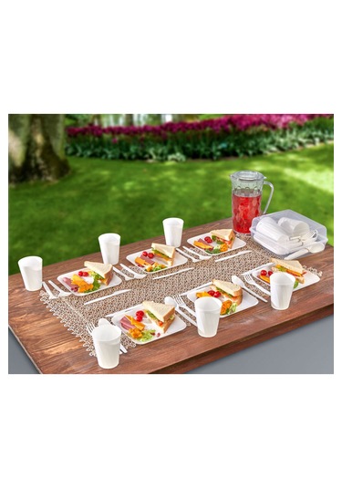 Taşıma Çantalı 32 Parça Parça 6 Kişilik Piknik Seti